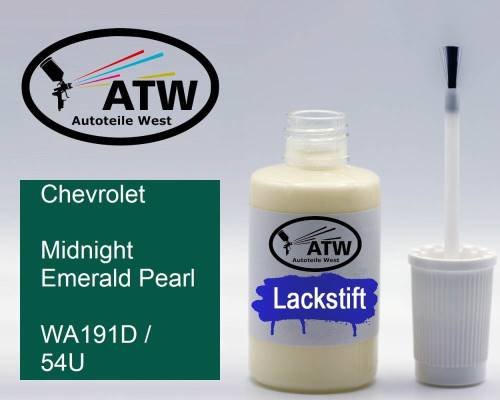 Chevrolet, Midnight Emerald Pearl, WA191D / 54U: 20ml Lackstift, von ATW Autoteile West.